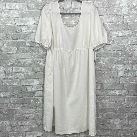 Isabel Maternity Linen Puff Sleeve Dress - Picture 2 of 10